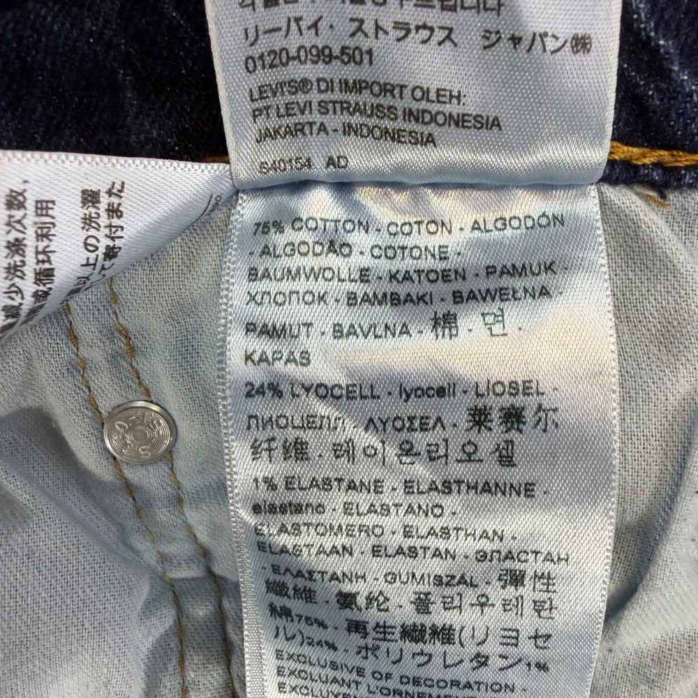 Levi's 502 Regular Taper Jeans‎ Men's Size 44x32 Blue Dark Wash Stretch Denim